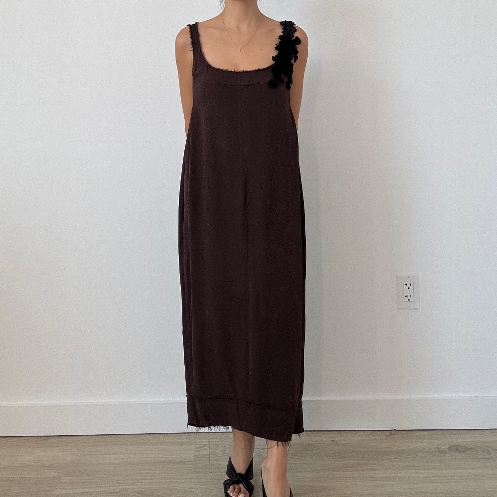 Lanvin brown and black details dress